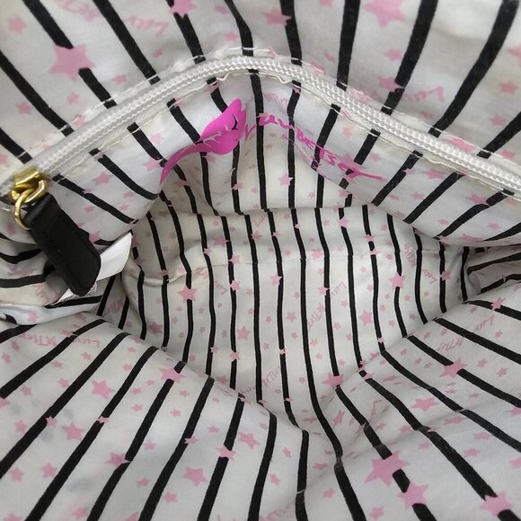 Betsey Johnson Quilted Embroidered Bows Dome Black and Pink Crossbody Bag - Picture 5 of 10